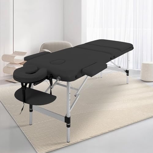 Portable Massage Table 3-Fold Aluminum Spa Bed Height Adjustable
