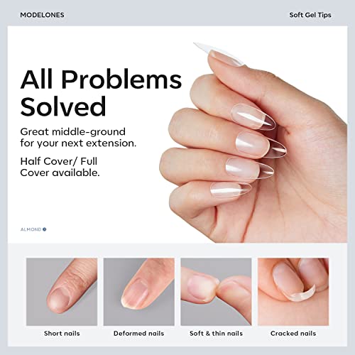 Modelones Medium Almond Clear Nail Tips 510pcs - False Acrylic Press-Ons for DIY Manicure