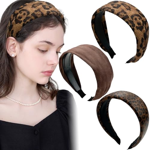 Women’s Wide Leopard Headbands Set - Non-Slip Elastic Hair Accessories