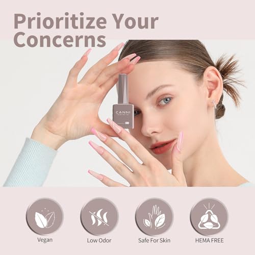 CANNI 9014 Light Brown Nude Grey Gel Nail Polish, High-Gloss Soak-Off UV/LED