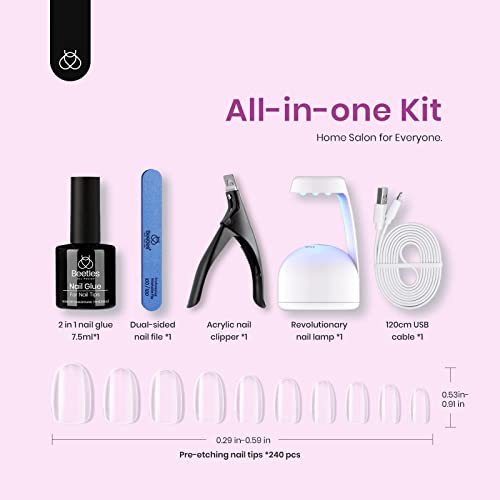 Beetles Gel Nail Polish Kit with 240Pcs Easy Nail Extension Set and 2 In 1 Nail Glue Base Gel, 6 Colors Neutral Jelly Gel Polish Kit Soak Off Nail Lamp Cured Nail Manicure DIY Home Gifts for Women