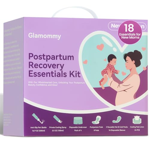 Postpartum Recovery Essentials Kit for Women, Labor & Delivery Postpartum Care, Peri Bottle, Cooling Spray, Disposable Postpartum Underwears, Postpartum Pads, Hot&Cold Packs, Soothing Liners