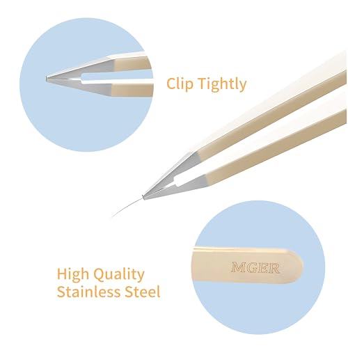 Pointed Tweezers for Women Facial Hair, Professional Stainless Steel Tweezers for Eyebrow, Chin Hair and Ingrown Hair Removal (Gold)