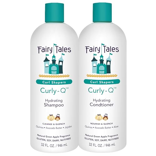 Fairy Tales Curly-Q Hydrating Shampoo and Conditioner for Kids - Paraben, Sulfate, Gluten and Nut Free - For All Curl Types Including Multi Cultural Hair ? 32 Oz (2 Pack)