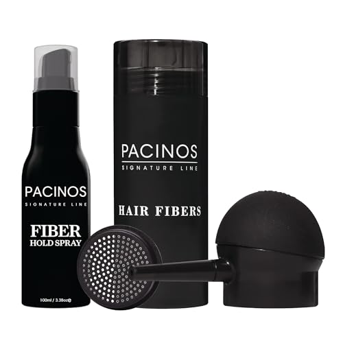Pacinos Hair Fiber Kit - Black Concealer with Hold Spray