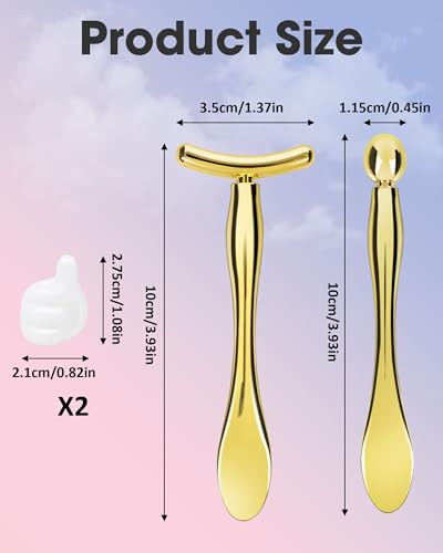 Sahasea Eye Cream Applicator with Holder, 2PCS Metal Under Eye Roller Wand Stick for Puffy Eyes Puffiness Wrinkle, Eye Cream Applicator Tool Facial Massage, Eye Massager Tool Gift for Women Gold