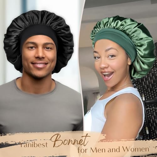 YANIBEST Satin Sleep Cap for Men & Women, Moisture Retention, Wine Red