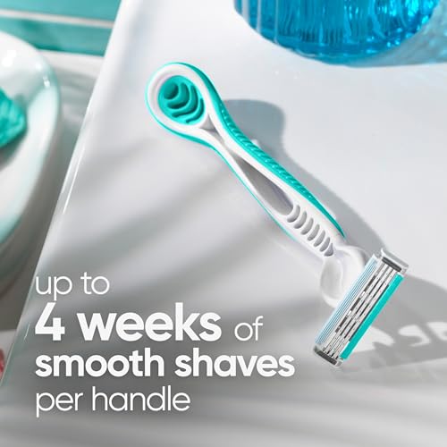 Sensitive Women's Disposable Razors, 3 Blades with SkinElixir, Pack of 4