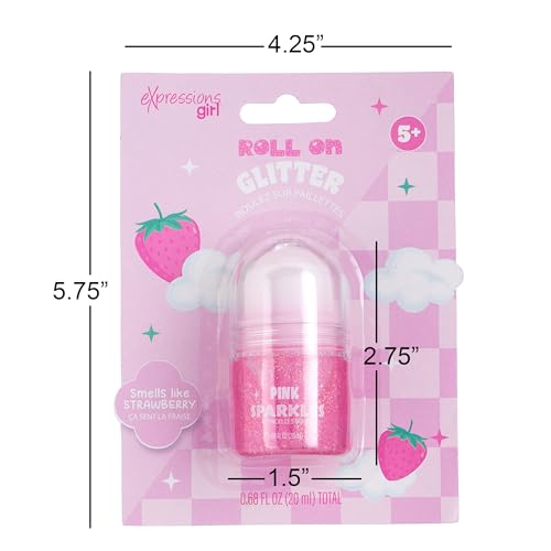 Pink Sparkly Rollerball Glitter Sticks - Strawberry Scented (2 Pack)