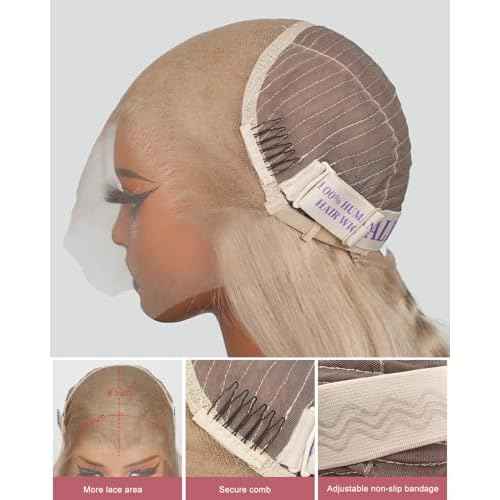 Milk Tea Ash Blonde Wig Human Hair 180% Density 13x6 Body Wave Lace Front Wig More Full And Thicker Pre Plucked Pre Cut Glueless wig Natural Hairline With Baby Hair 20 inch