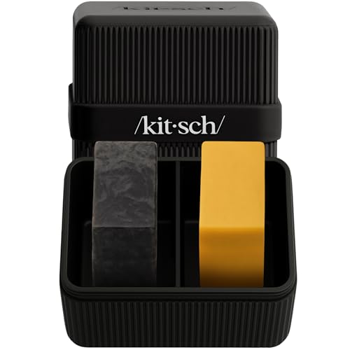 Kitsch 2-Compartment Travel Soap Case – Leak-Proof Bar Soap Holder, Black
