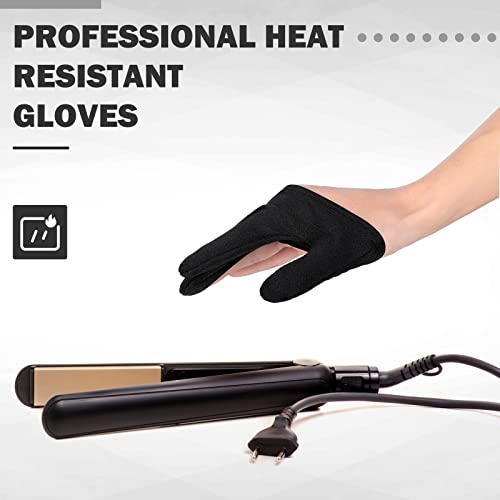 Heat Resistant Gloves for Hair Styling - 3 Finger Design (2 Pack)