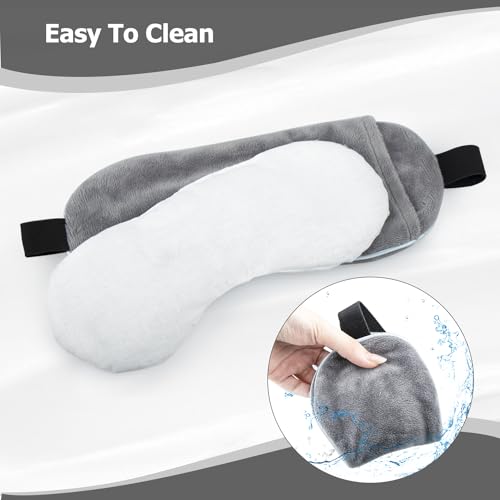 Heated Eye Mask, Reusable and Detachable Microwave Warm Eye Compress Mask for Eye Irritation, Dry Eye, Itchy Eyes etc. (Gray-Flaxseed)