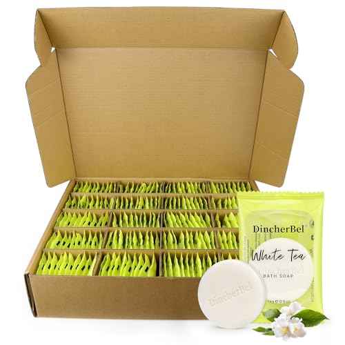 DincherBel 200 Pack 0.5oz Travel Soap, Mini Round Cleansing Bars Soap Bulk Travel Size, Individually Wrapped Toiletries Amenities for Hotel, Airbnb, Shelter, Camping and Traveling