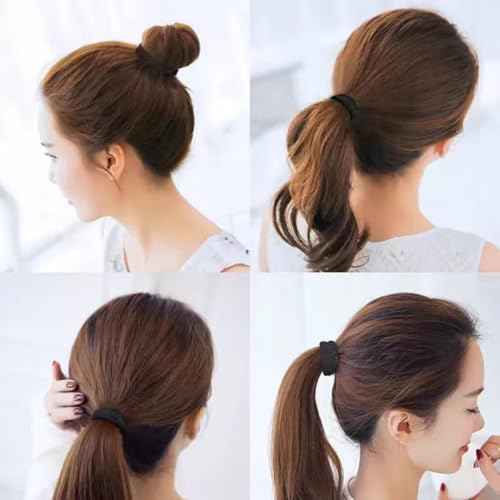 200PCS Black Hair Ties for Women Girls Seamless Thick Hair Band Elastic Hair Ties No Damage Ponytail Holder for Long Lasting Braids Ponytails and Medium Hair Cotton Elastic Bands Soft Hair Accessories