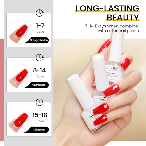MIZHSE Quick Dry Base & Top Coat Set – Clear Nail Polish for Fast Air-Dry