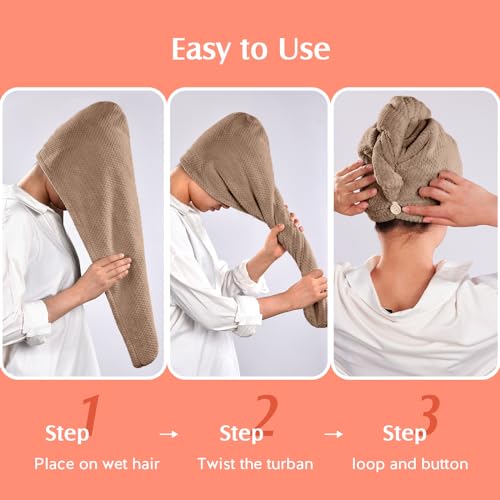 YFONG Microfiber Hair Towel Wrap - Quick Dry Turban for Women, 2-Pack