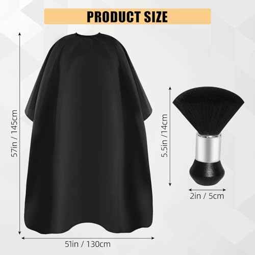Professional Haircut Cape with Adjustable Snap Closure and Neck Duster Brush, Salon Hair Cutting Cape, Barber Cape for Unisex