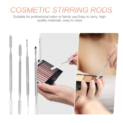 4-Piece Stainless Steel Makeup Spatula Set for Mixing Cosmetics