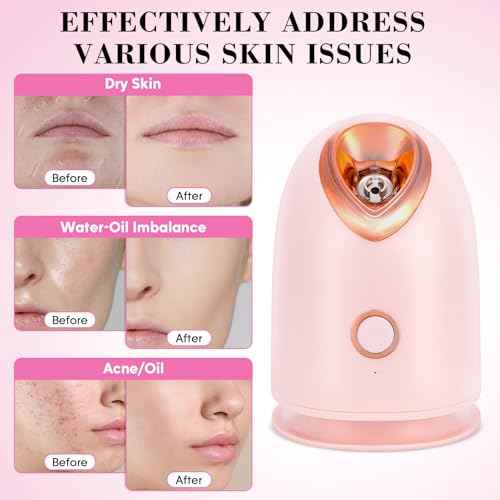 Facial Steamer Spa Kit, Skin Scrubber, Nano Ionic Face Steamer for Deep Cleaning Unclogs Pores, Warm Mist Humidifier Steamer for Face Home Sauna SPA