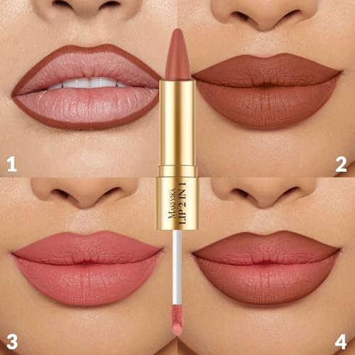 MAKI YIKA Brown Lip Liner & Pink Matte Liquid Lipstick Set
