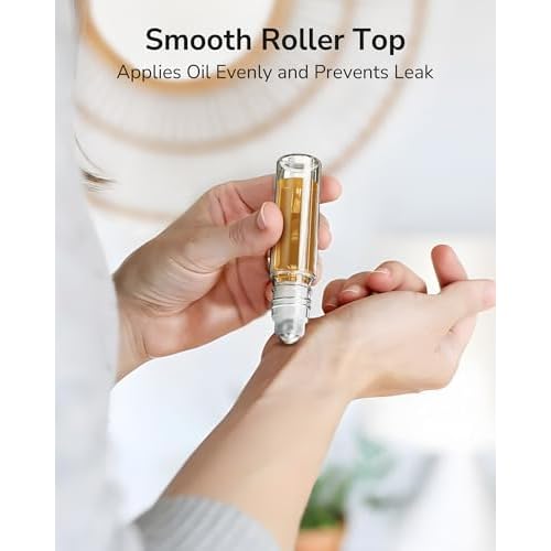 ULG 24-Pack Essential Oil Roller Bottles 10ml, Empty Bottles with Stainless Steel Roller Balls and Waterproof Labels, Clear Roller Balls For Essential Oils