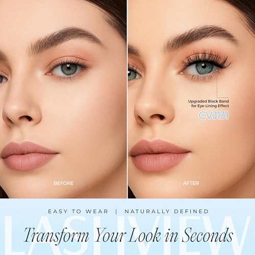 LASHVIEW Self Adhesive Eyelashes 5 Pairs Cat Eye Wispy
