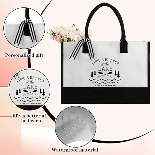 Sieral 3 Pcs Life Is Better at the Lake Gifts for Women 20 oz Tumbler with Text Stainless Steel Mug Cup for Trip Housewarming Gift