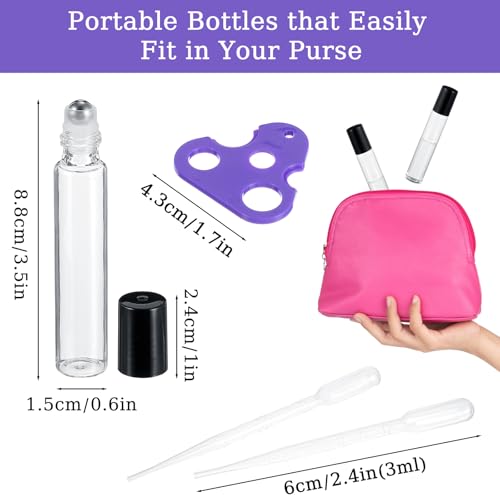 48 Pack 10ml Clear Glass Roller Bottles for Essential Oils