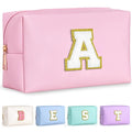 Personalized Initial Makeup Bag for Girls, Waterproof Cosmetic Travel Bag