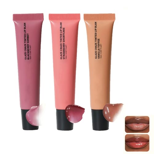 Hydrating tinted lip balm, Quick Full Lip Color Glow reviver melting lipgloss, soft supple lips mask (3PCS-A)