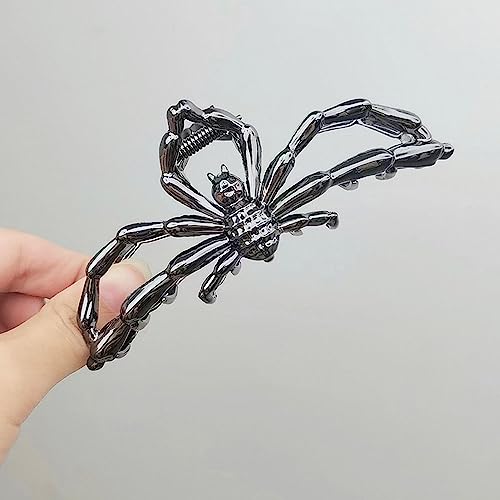 Halloween Hair Claw Clips Metal Sliver Spider Hair Clips for Thick or Thin Hair Punk Spider Hair Clamp Clips with Pearl Design Strong Hold Jaw Clips for Women Halloween Hair Accessories 1 Pack