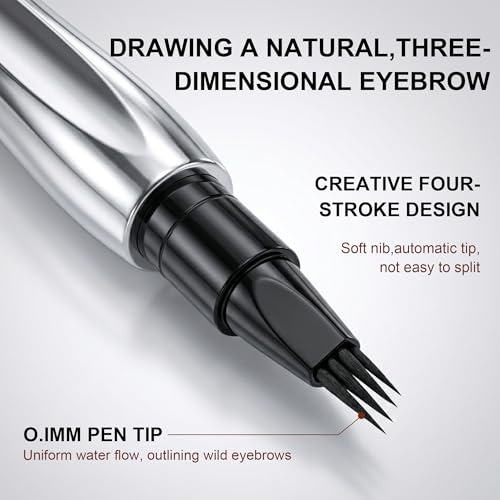 2 Pack Waterproof Eyebrow Pen with 4-Tip Microblading