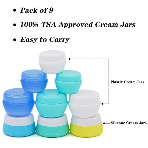 Cosywell Travel Containers Set 9-Piece Silicone & PP Jars TSA Approved