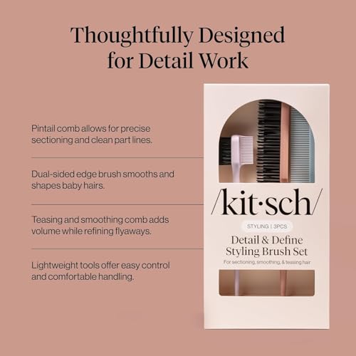 Kitsch Slick Back Hair Brush & Styling Comb Set - Edge & Pintail Kit