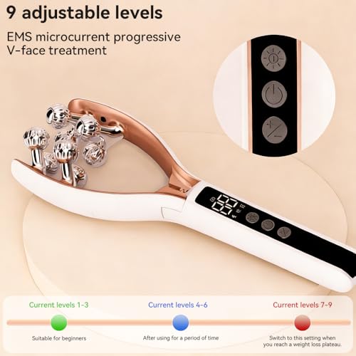 Face Massager Tool with 3D Roller, Facial Sculpting Tool, V Roller Face Lift Device with 3 Adjustable Settings for Home & Travel Use, Gentle Contouring & Skincare Absorption