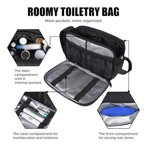 Water-Resistant Toiletry Bag for Men, 7L Travel Dopp Kit
