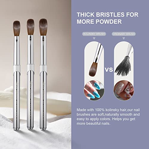 2Pcs Acrylic Nail Art Brushes Size 8 12, 100% Pure Kolinsky Hair Oval Nail Brush for Acrylic Application, Professional Nail Extension Manicure Tool Striping Nail Drawing Pen for Home