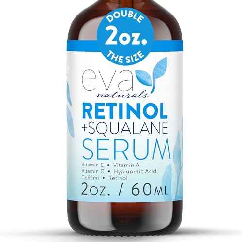 Eva Naturals Retinol + Squalane Serum ? Anti Aging Face Serum for Wrinkles, Collagen Boost, Eye & Night Use ? Retinoid Skin Care for Acne, Pores, Dark Spots & Sensitive Skin