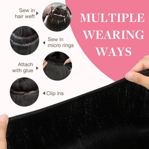 GOO GOO Double Weft Sew In Human Hair Extensions - 22 Inch 110g #1 Jet Black