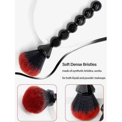 COSHINE Unique Diamond and Pearl Design Makeup Brush Set, 10pcs Cute and Full Complete Powder, Concealer, Blush, Eye Shadow Cosmetic Brushes Kit (BLACK)