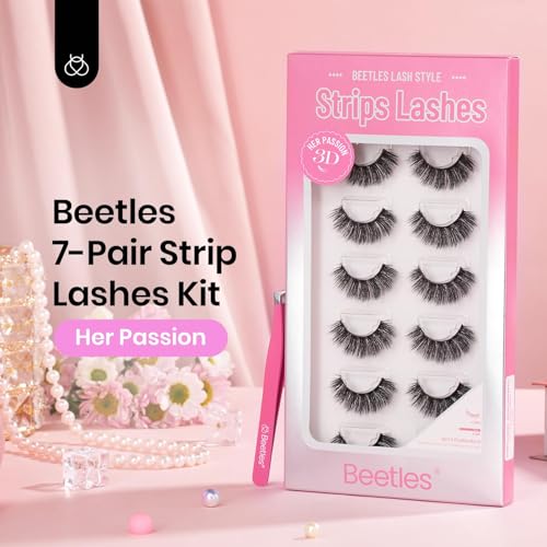 Beetles False Eyelashes 7 Pairs 12-16mm C Curl 3D Strip Lashes