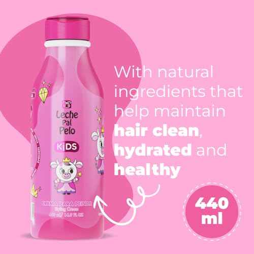 Leche Pal Pelo Kids Styling Cream - Detangles, Strengthens & Styles Kids Hair - Smoothes Frizz, Moisturizes & Softens with Abyssinian & Jojoba Oil. 14.9 fl.oz