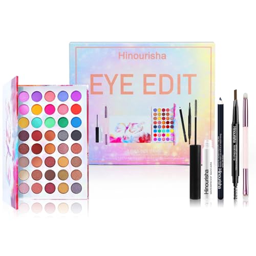 40 Color Eyeshadow Palette Kit with Eyeliner, Mascara & Brushes