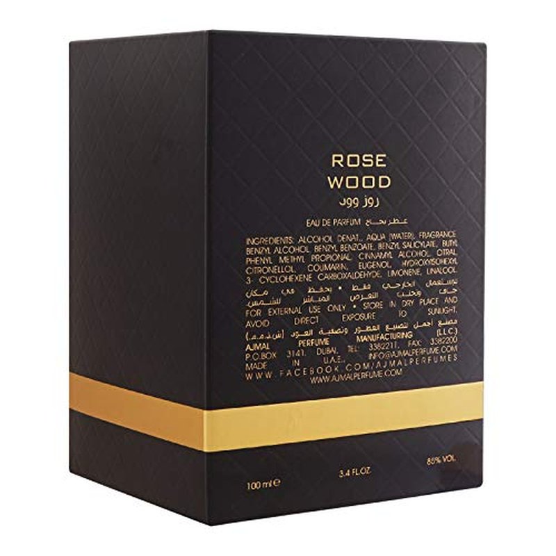 Ajmal Rose Wood Eau De Parfum - Unisex Floral Woody Fragrance 100ml