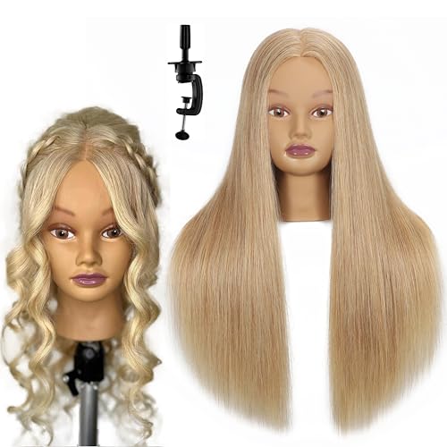 24" Human Hair Mannequin Head | 100% Real Hair Blonde