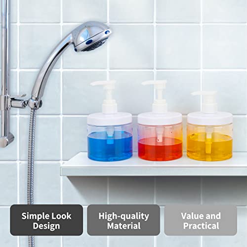 Segbeauty 3pcs Clear Lotion Dispenser, 16.9oz 500ml Wide Mouth Pump Bottles with Labels, Empty Refillable Plastic Press Soap Dispenser Shampoo Condition Bottle Hand Soap Container for Bathroom Kitchen
