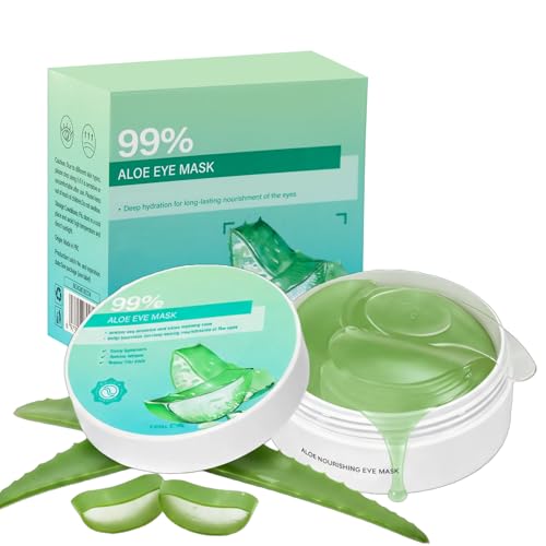 Aloe Vera Under Eye Gel Patches - Cooling Eye Pads for Dark Circles, Soothing Puffy Eyes Treatment, Hydrating Eye Mask for Sensitive Skin