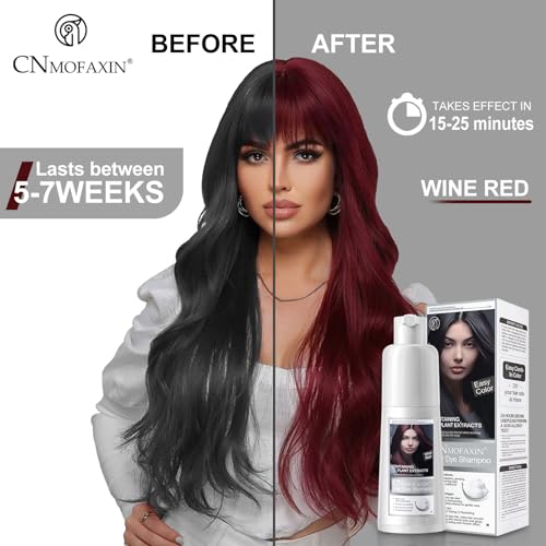 Wine Red 3-in-1 Hair Dye Shampoo for Gray Hair Coverage