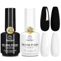 Beetles Black & White Gel Polish Set - 2 Pcs 15ml Soak Off LED Nail Art Kit
